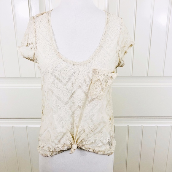 Urban Outfitters Kimchi Blue Natural Lace Top - Picture 2 of 6
